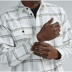 Everlane Overshirt Men’s Heavyweight NWOT White Windowpane Plaid Size Small